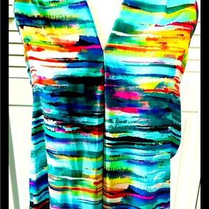 SPENCE Artsy Summery Blouse, GORGEOUS Vibrant Colors, Hi-Lo, A-Line, Size Small